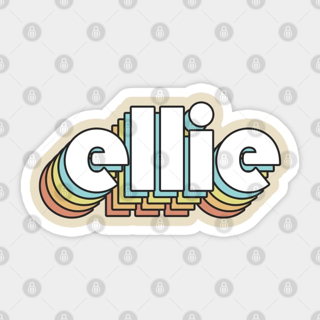 Ellie - Retro Rainbow Typography Faded Style Sticker by Paxnotods